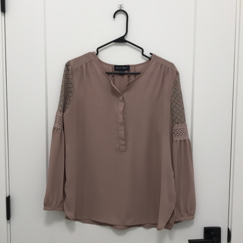 Long Sleeve Blouse with Crochet detail